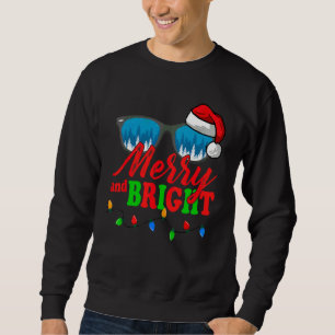 Sweatshirt Merry And Bright Christmas Chapeau de Père Noël Lu