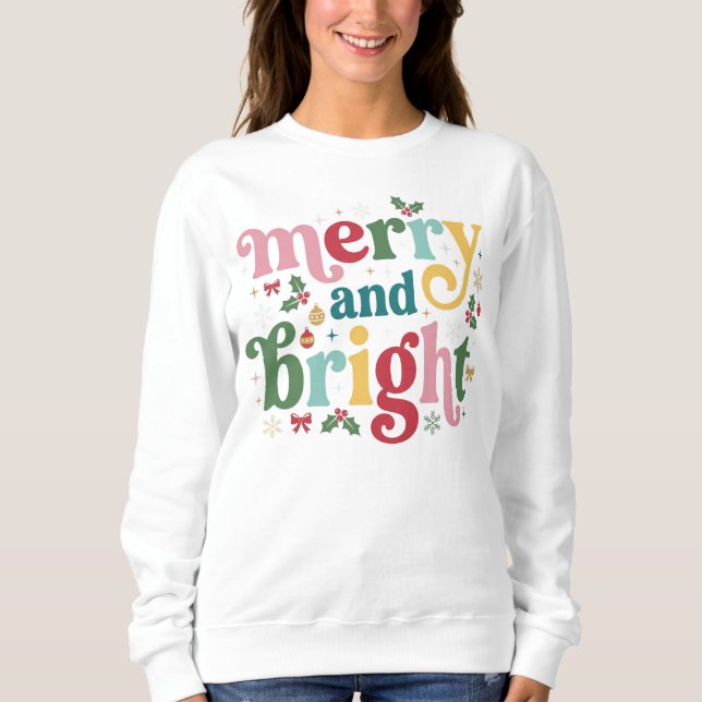 Sweatshirt Merry & Bright Pastel Christmas Women’s  (Devant)