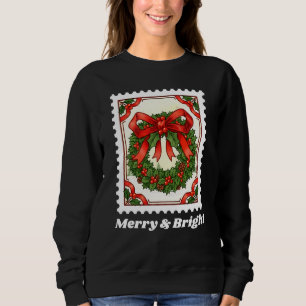 Sweatshirt Merry & Bright Wath Christmas Postage Timbre
