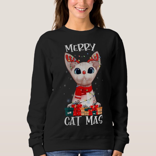 Sweatshirt Merry Catmas Funny Chat propriétaire T-shirt, Sphy (Devant)