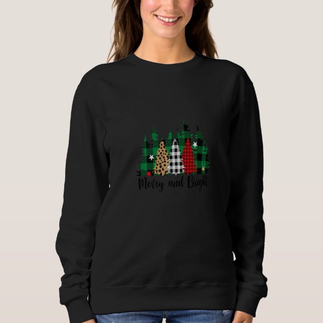Sweatshirt Merry Christmas Buffalo Plaid Leopard (Devant)