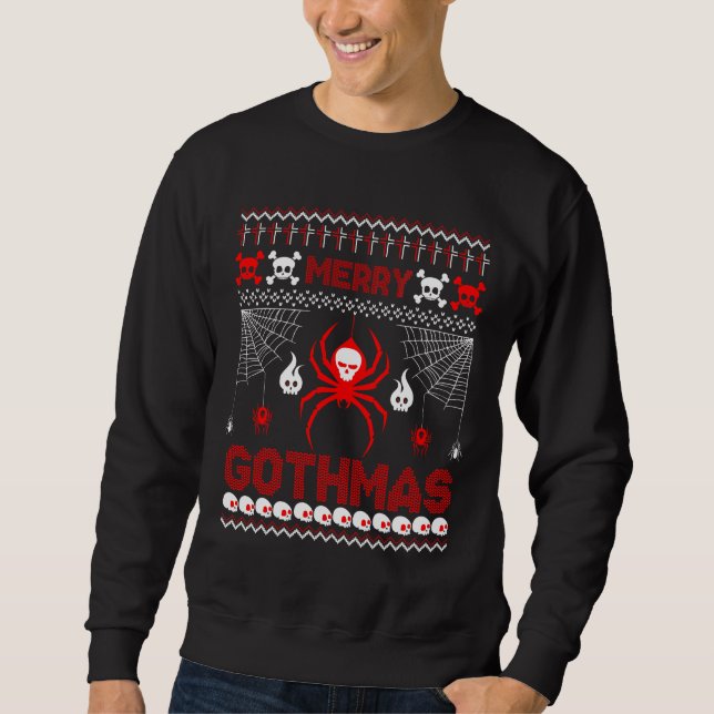 Sweatshirt Merry Gothmas Goth Christmas Ugly Sweater Spider (Devant)