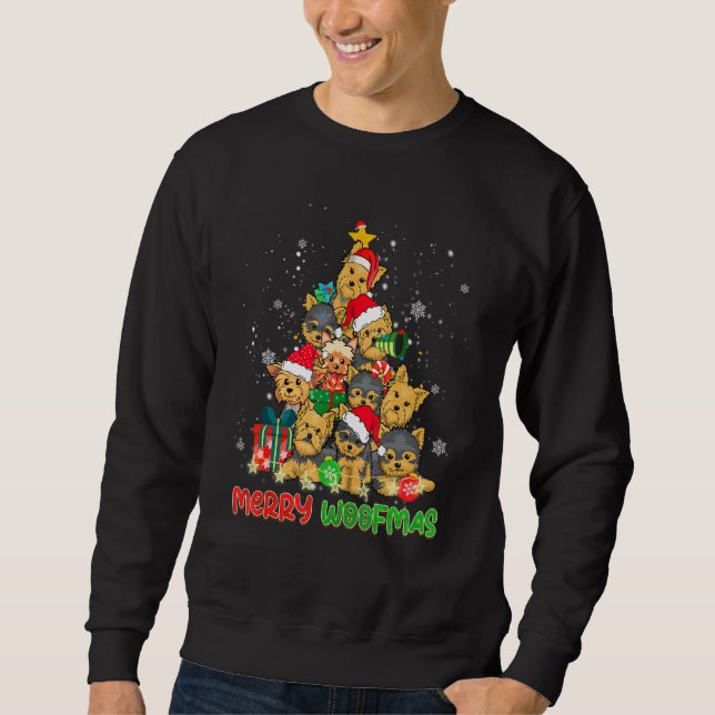 Sweatshirt Merry Woofmas Merry Christmas For Yorkshire Terrie (Devant)