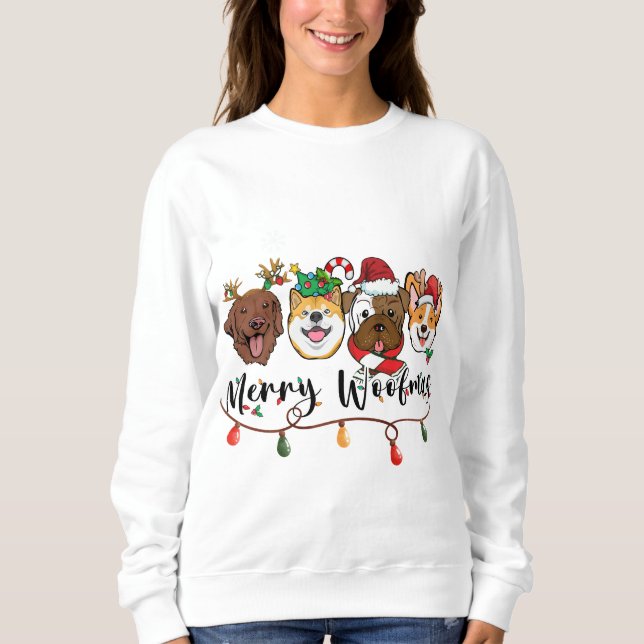 Sweatshirt Merry Woofmas Typographie T-shirt (Devant)