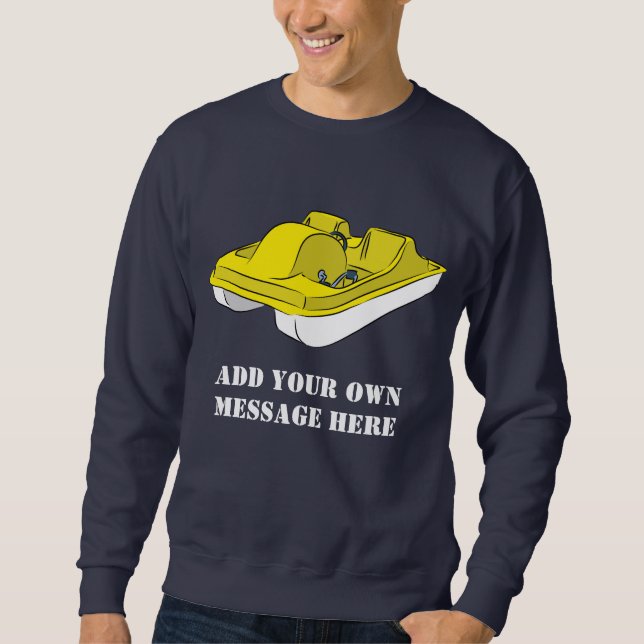 Sweatshirt Message personnalisé de bateau à pédales jaune et  (Devant)