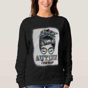 Sweatshirt Messy Bun Autisme Enseignant Autisme Mois mignon C