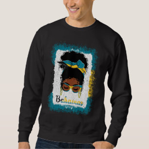 Sweatshirt Messy Bun Bahamian Bahamas Drapeau Femme Femme Fil