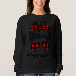 Sweatshirt Messy Bun Plaid Lunettes de soleil softball Maman