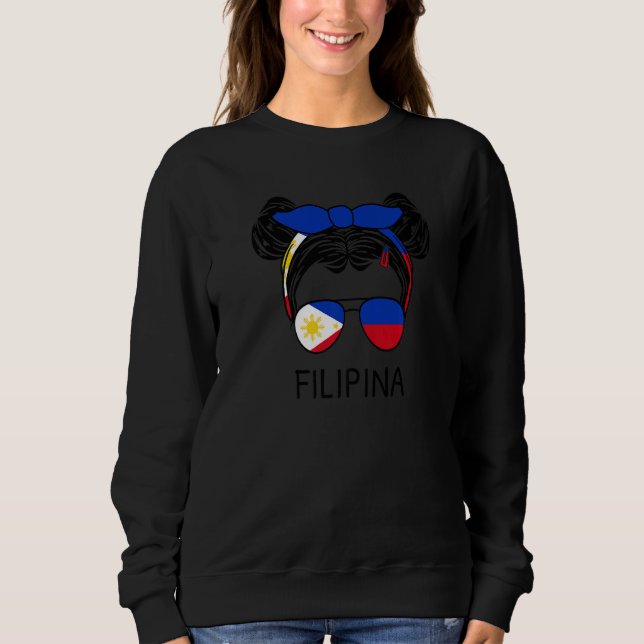 Sweatshirt Messy Hair Filipina Girl Philippines Pride Women L (Devant)