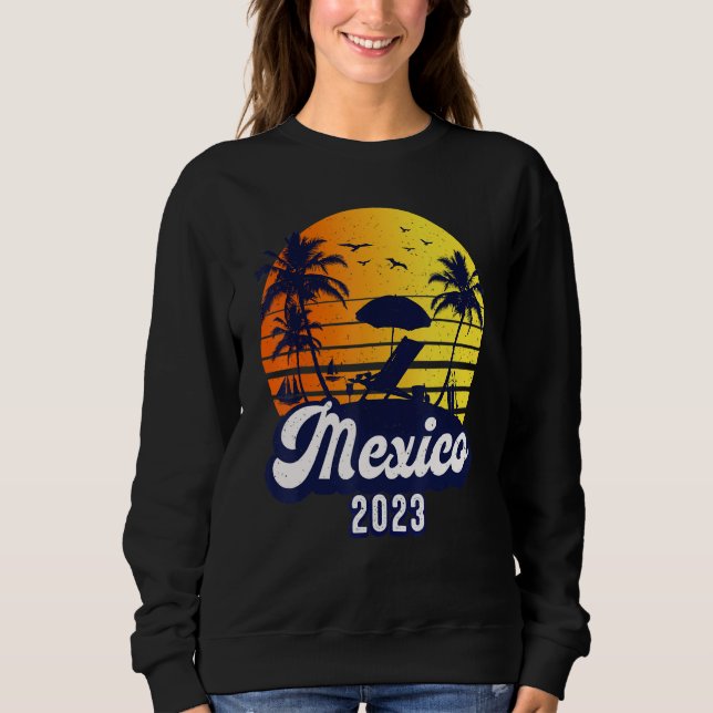 Sweatshirt Mexico 2023 Sunset Beach Retro (Devant)