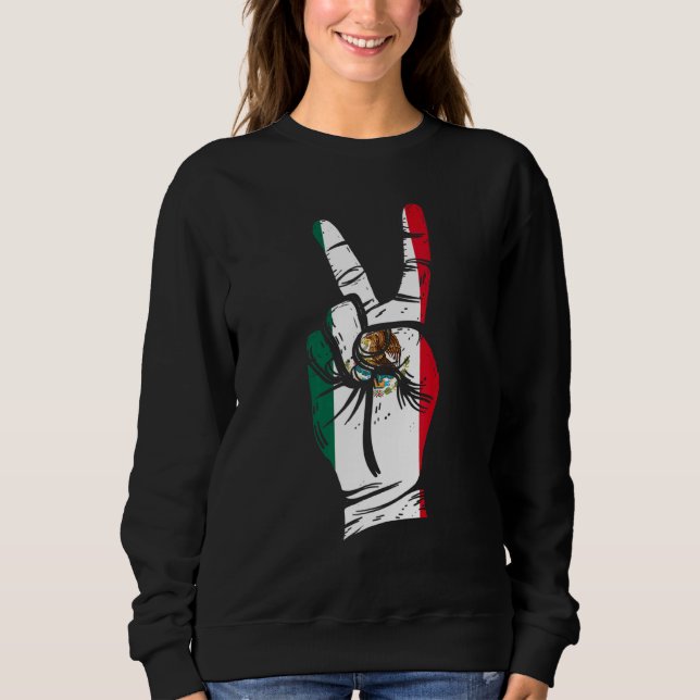 Sweatshirt Mexico Flag Hand Peace Sign Mexico (Devant)