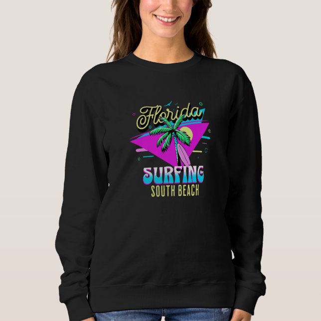 Sweatshirt Miami Beach Bum Souvenir South Beach Florida 80s r (Devant)