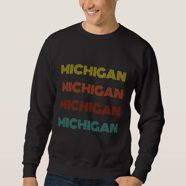 Sweatshirt Michigan Retro Typographie État américain (Devant)