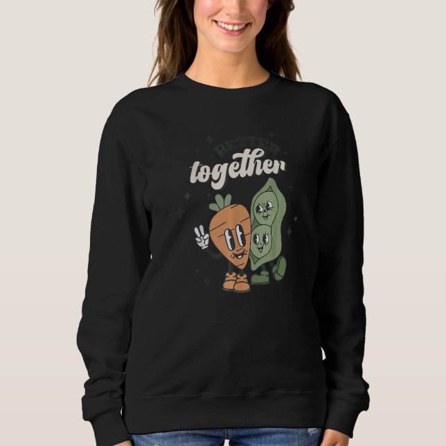 Sweatshirt Mieux combiner pois et carottes Valentines rétros  (Devant)