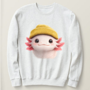 Sweatshirt Mignon Axolotl portant un bonnet Design Rétro 90 