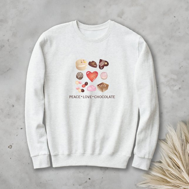 Sweatshirt Mignon Chic Paix Amour Chocolat Cœur (Créateur téléchargé)
