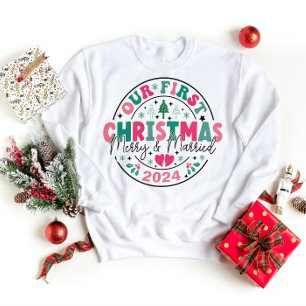 Sweatshirt mignon Premier Noël Marié et Joyeux Nouveaux marié