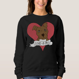 Sweatshirt Mignonne Amour Un Pitbull À Taureau Avec Un Coeur