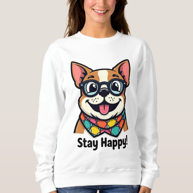 Sweatshirt Mignonne chien portant des lunettes avec foulard c (Devant)