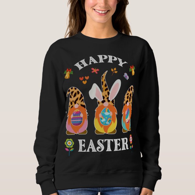 Sweatshirt Mignonne Mignonne Trois Gnomes Lapin Holding Oeuf  (Devant)