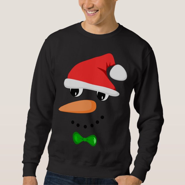 Sweatshirt Mignonne Père Noël Snowman Face Drôle Noël Snowman (Devant)