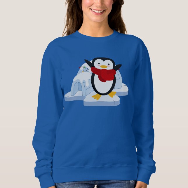 Sweatshirt Mignonne saison hivernale des fêtes de pingouin (Devant)