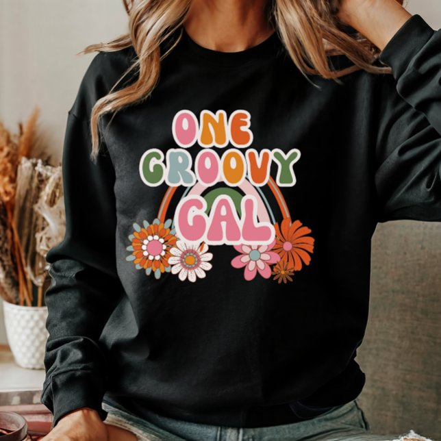Sweatshirt Mignonne Une Super Gal Floral Rainbow Retro Femmes (Créateur téléchargé)