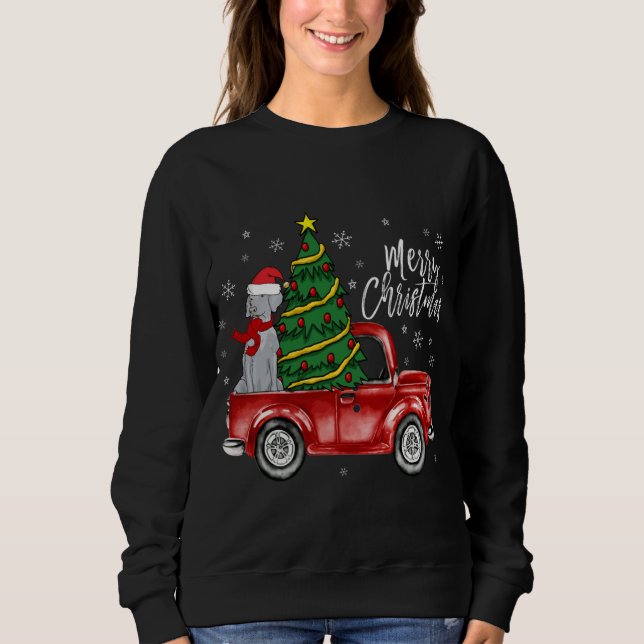 Sweatshirt Mignonne Weimaraner Chien Camion Joyeux Noël Chien (Devant)