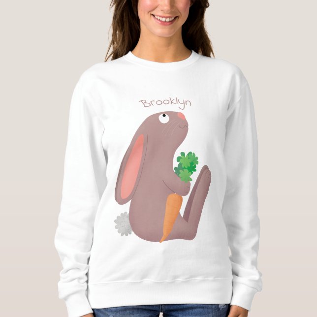 Sweatshirt Mignons lapin lapin lapin assis avec dessin de car (Devant)