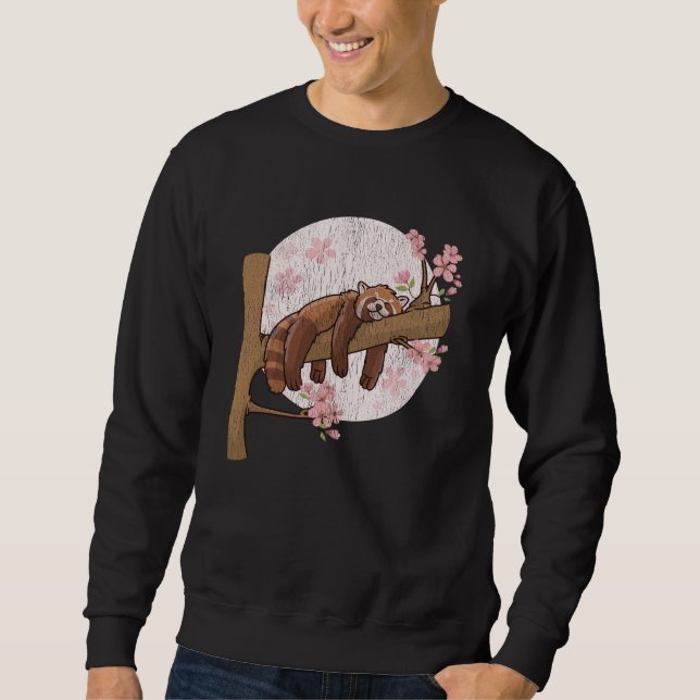 Sweatshirt Mignons Panda Rouge Nap Lazy Dormir (Devant)