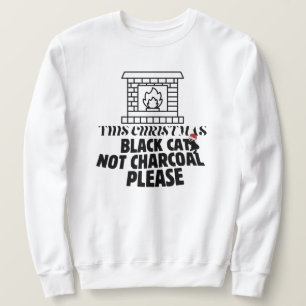 Sweatshirt Mikitiez drôle chat noir x'mas charbon de bois pèr