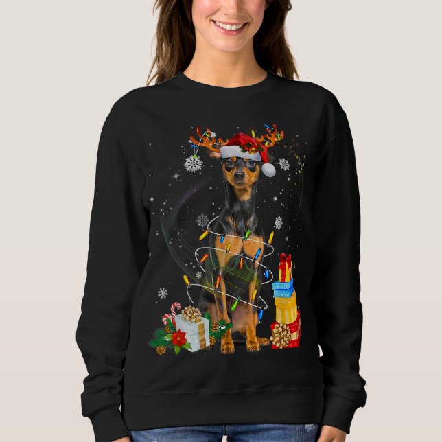 Sweatshirt Miniature Pinscher sapin de Noël Light Pyjama Chie (Devant)