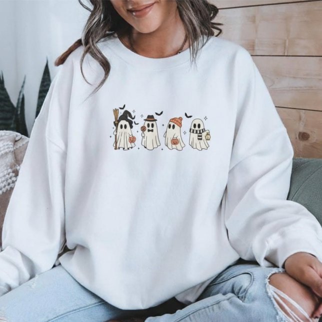 Sweatshirt Minimalist Halloween Ghost Squad | Cute Spooky  (Minimalist Halloween Ghost Squad | Cute Spooky Sweatshirt)