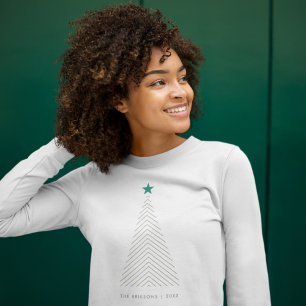 Sweatshirt Minimaliste de la trée de Christma   Green Star Sc