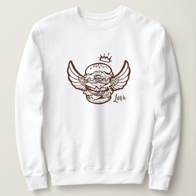 Sweatshirt mit Hamburgerprint. (Design vorne)