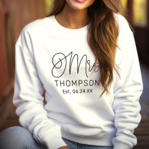 Mme Black Modern Script Personnalisé Mariage Nouve