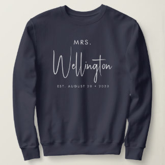 Sweatshirt Mme Black Script Nom personnalisé Mariage Sueur ma