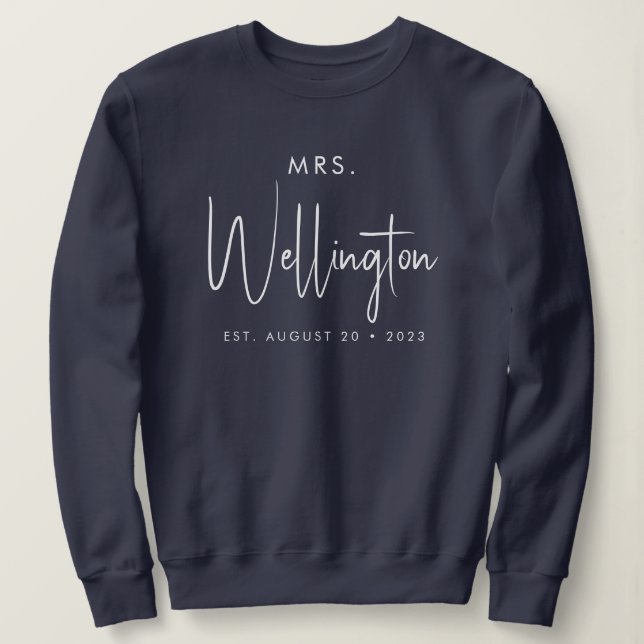Sweatshirt Mme Black Script Nom personnalisé Mariage Sueur ma (Design devant)