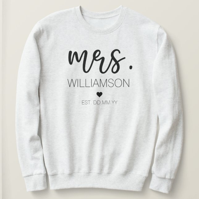Sweatshirt Mme Elegant Nom personnalisé Mariage Nouveau cadea (Design devant)
