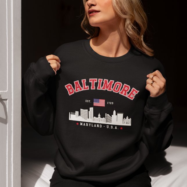 Sweatshirt Modern Baltimore Maryland Urban Skyline (Créateur téléchargé)