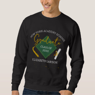 Sweatshirt Moderne Élégant Senior Green Thème Graduation