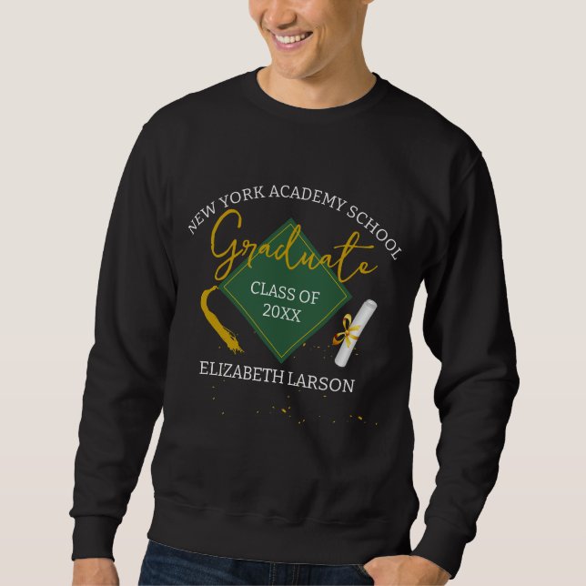 Sweatshirt Moderne Élégant Senior Green Thème Graduation (Devant)