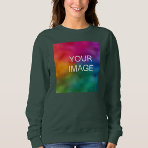 Sweatshirt Moderne Femme Impression Devant Vert Forêt Profond