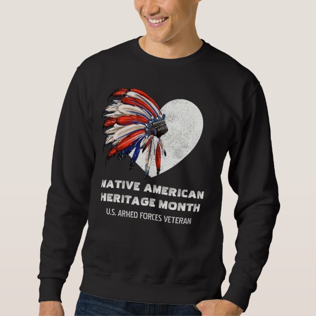 Sweatshirt Mois du patrimoine amérindien Headdress Vétérinair (Devant)