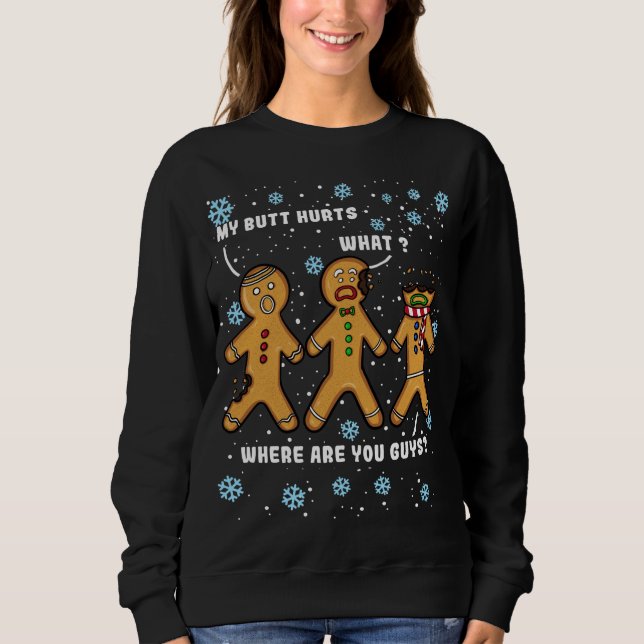 Sweatshirt Mon cul fait mal à Funny Christmas Cookie Gingerpa (Devant)