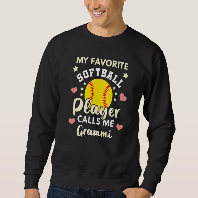Sweatshirt Mon Joueur De Softball Préféré M'Appelle Grammi Ba (Devant)