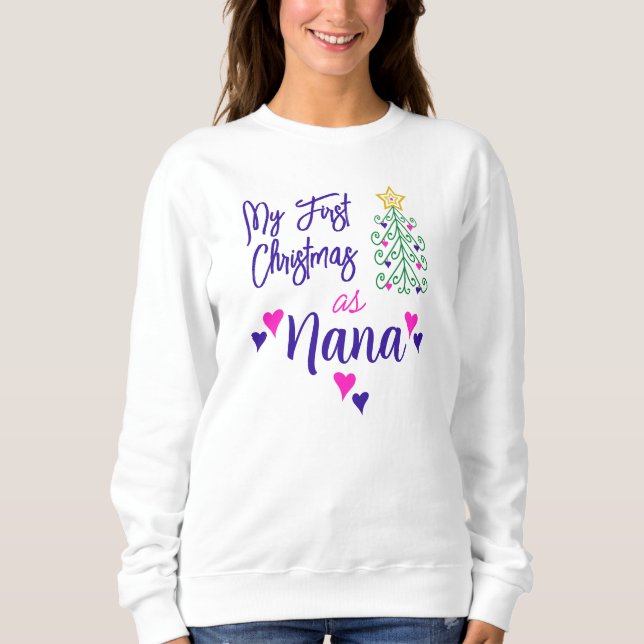 Sweatshirt Mon Premier Noël Comme Nana Purple Pink Hearts Tre (Devant)