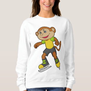 Sweatshirt Monkey at Ice skating with Ice skates