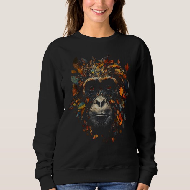 Sweatshirt Monkey Colourful Autumn Art Jungle Zoo Artwork Mot (Devant)