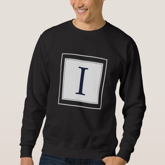Sweatshirt Monogram Letter I Alphabet I Initial Navy Blue   (Devant)